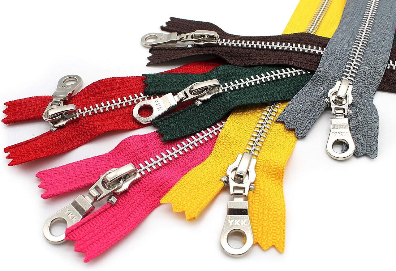 YKK 7" #5 Aluminum Closed Bottom Zippers with Fancy Donut Pulls - Assortment of Seasonal Colors (6 Pcs per Pack)